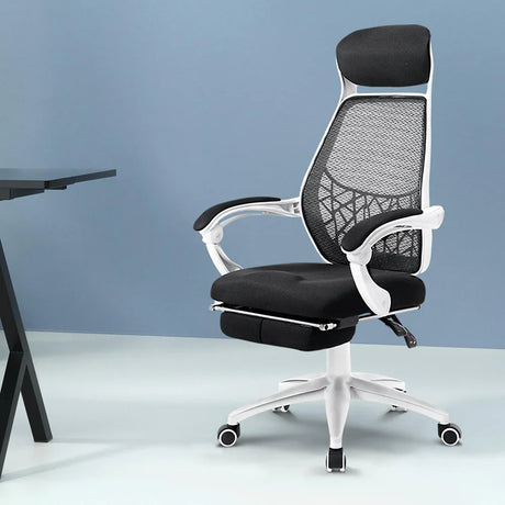 Artiss Mesh Office Chair Recliner Black White - Flea Market