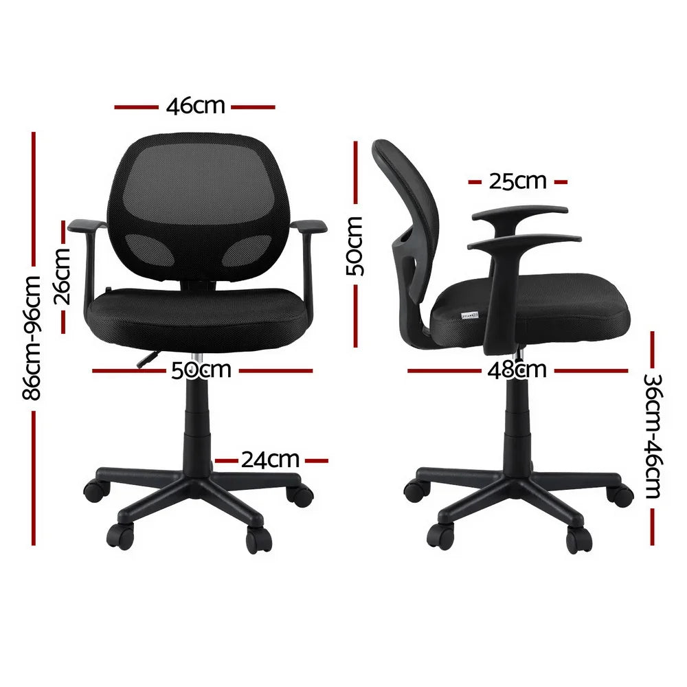 Artiss Mesh Office Chair Computer Gaming Desk Chairs Work Study Mid Back Black - Flea Market