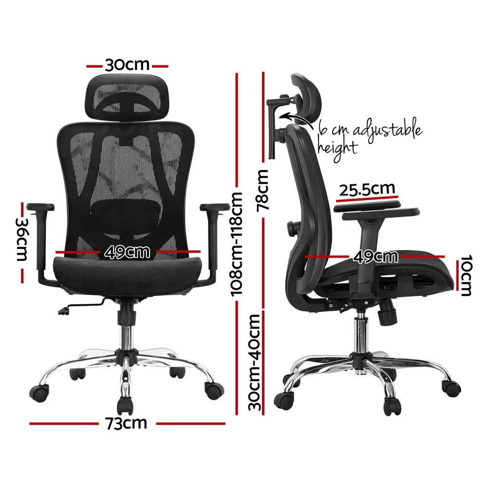 Artiss Ergonomic Office Chair Recline Black - Flea Market