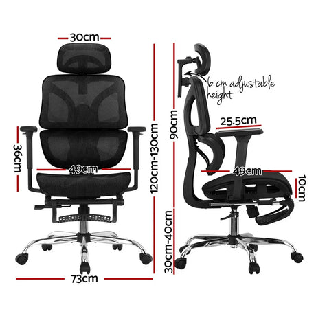 Artiss Ergonomic Office Chair Footrest Black - Flea Market