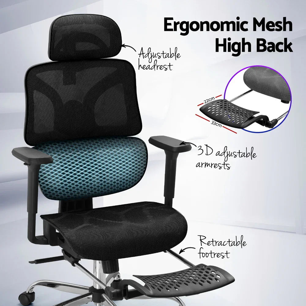 Artiss Ergonomic Office Chair Footrest Black - Flea Market