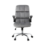 Artiss Office Chair Velvet Seat Racing Gaming Computer Desk Chairs Armrest Grey - Flea Market