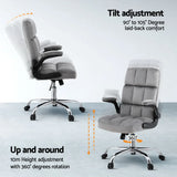 Artiss Office Chair Velvet Seat Racing Gaming Computer Desk Chairs Armrest Grey - Flea Market