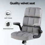 Artiss Office Chair Velvet Seat Racing Gaming Computer Desk Chairs Armrest Grey - Flea Market