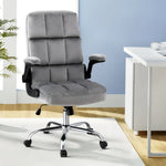 Artiss Office Chair Velvet Seat Racing Gaming Computer Desk Chairs Armrest Grey - Flea Market