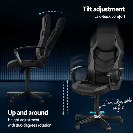 Artiss Gaming Office Chair Computer Chairs Grey - Flea Market