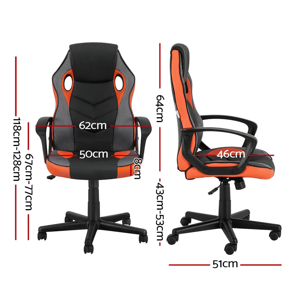 Artiss Gaming Office Chair Computer Executive Racing Chairs High Back Orange - Flea Market