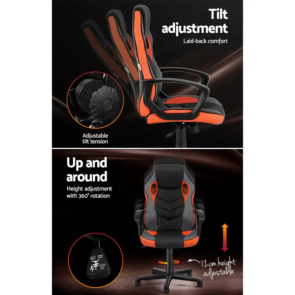 Artiss Gaming Office Chair Computer Executive Racing Chairs High Back Orange - Flea Market