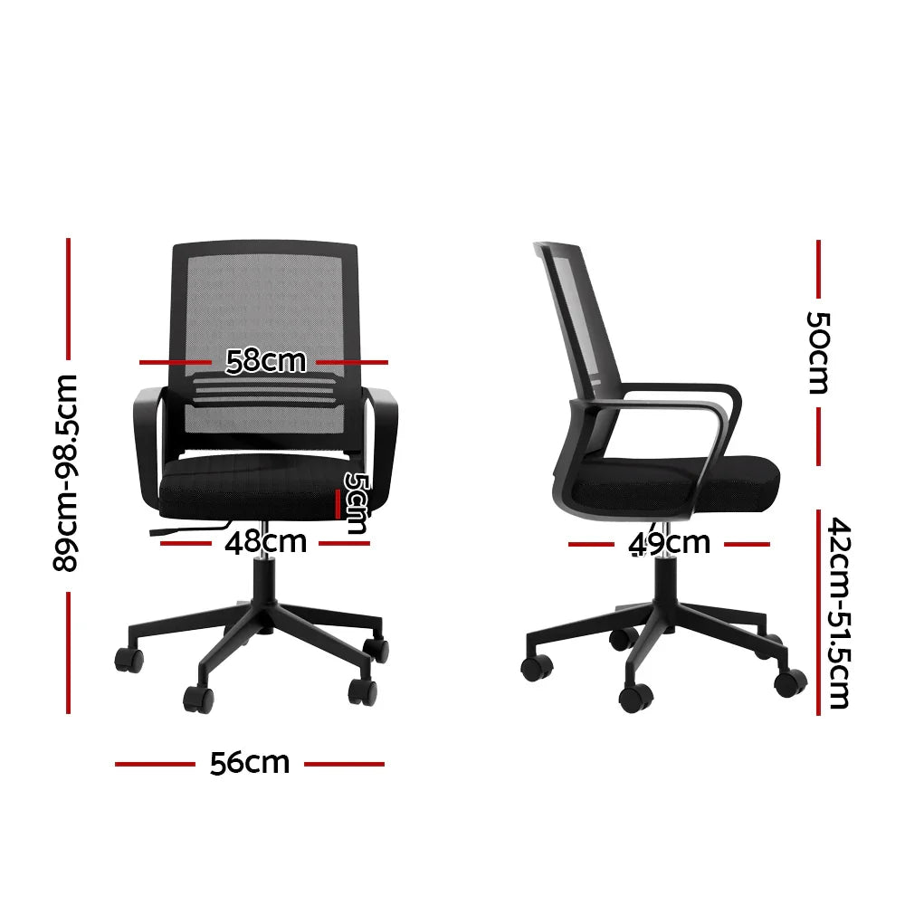 Artiss Mesh Office Chair Computer Gaming Desk Chairs Work Study Mid Back Black - Flea Market