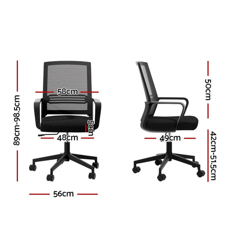 Artiss Mesh Office Chair Computer Gaming Desk Chairs Work Study Mid Back Black - Flea Market