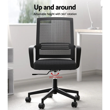 Artiss Mesh Office Chair Computer Gaming Desk Chairs Work Study Mid Back Black - Flea Market