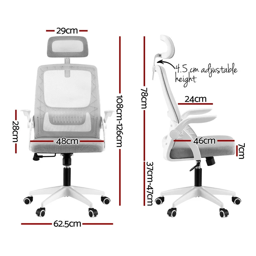 Artiss Ergonomic Office Chair Computer Desk Chairs Headrest Adjustable Grey - Flea Market