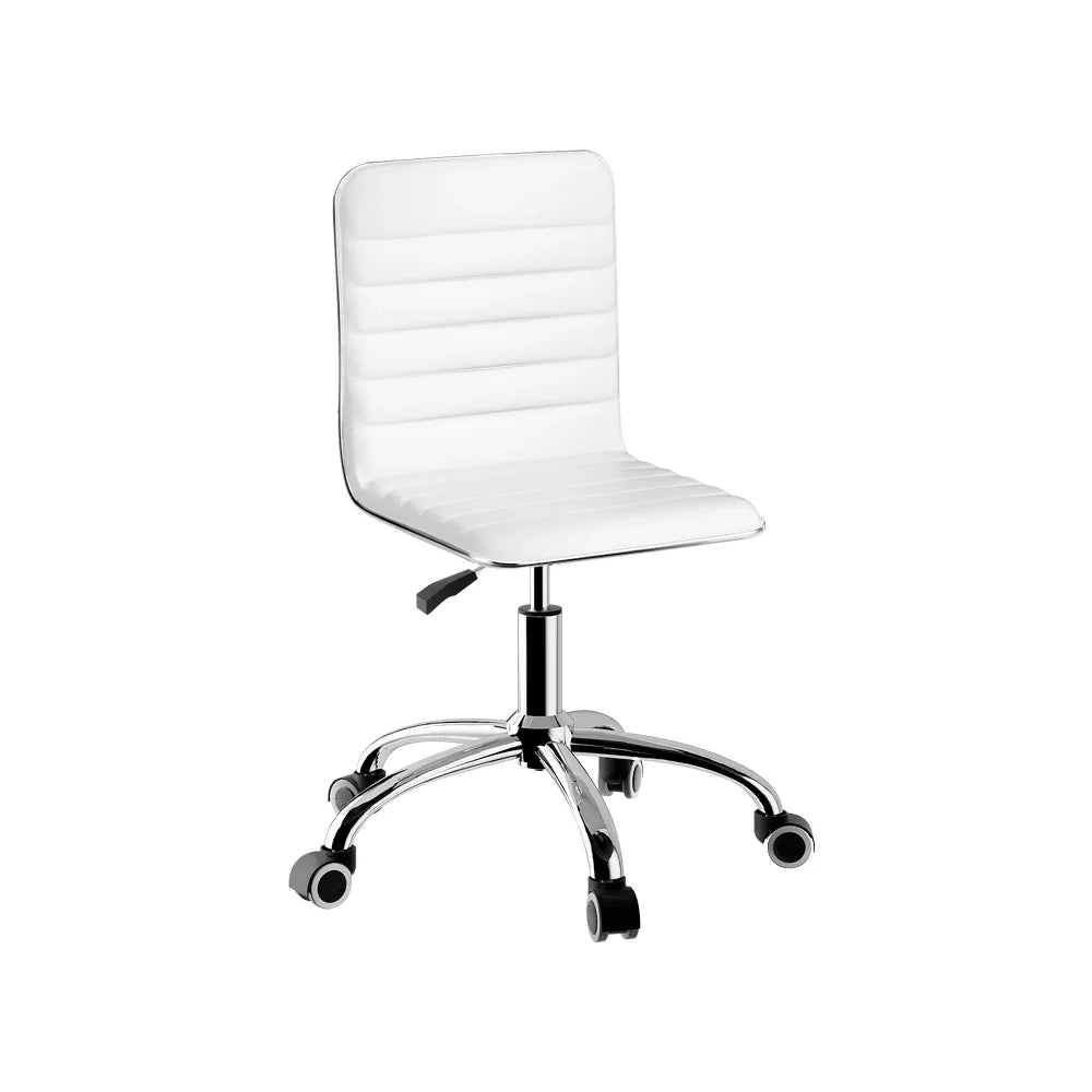 Artiss Office Chair Conference Chairs PU Leather Low Back White - Flea Market