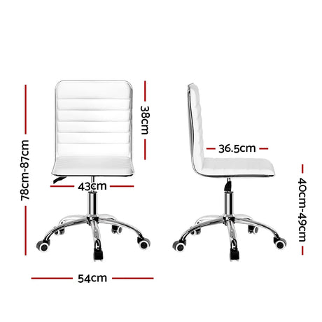 Artiss Office Chair Conference Chairs PU Leather Low Back White - Flea Market
