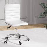 Artiss Office Chair Conference Chairs PU Leather Low Back White - Flea Market
