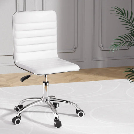 Artiss Office Chair Conference Chairs PU Leather Low Back White - Flea Market