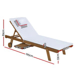Gardeon 2x Sun Lounge Wooden Lounger Outdoor Furniture Day Bed Wheel Patio White - Flea Market