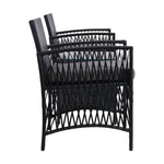 3PC Outdoor Bistro Set Patio Furniture Wicker Dining Chairs Table Cushion Black - Flea Market