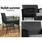 3PC Outdoor Bistro Set Patio Furniture Wicker Dining Chairs Table Cushion Black - Flea Market