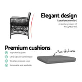 3PC Outdoor Bistro Set Patio Furniture Wicker Dining Chairs Table Cushion Black - Flea Market