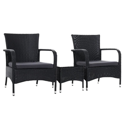 3PC Outdoor Bistro Set Patio Furniture Wicker Setting Chairs Table Luca - Flea Market