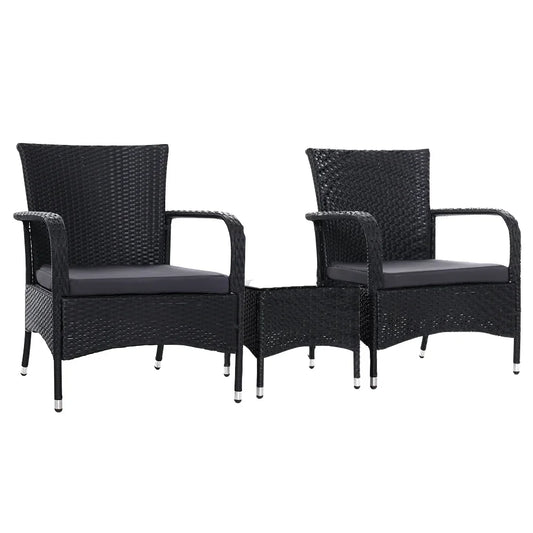 3PC Outdoor Bistro Set Patio Furniture Wicker Setting Chairs Table Luca - Flea Market