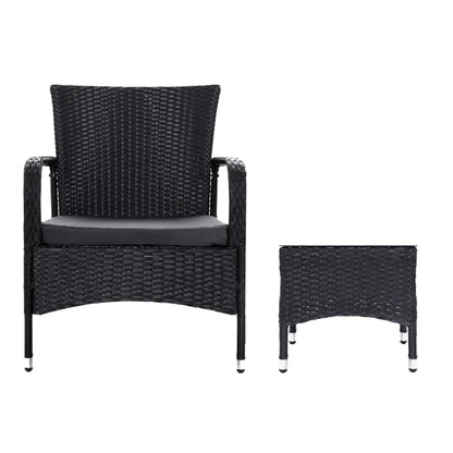 3PC Outdoor Bistro Set Patio Furniture Wicker Setting Chairs Table Luca - Flea Market