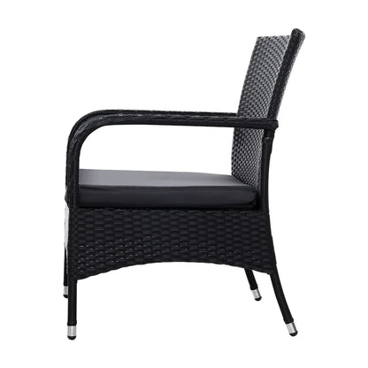 3PC Outdoor Bistro Set Patio Furniture Wicker Setting Chairs Table Luca - Flea Market