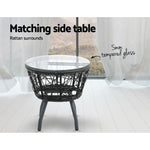 Gardeon 3PC Bistro Set Outdoor Furniture Rattan Table Chairs Patio Garden Cushion Black - Flea Market