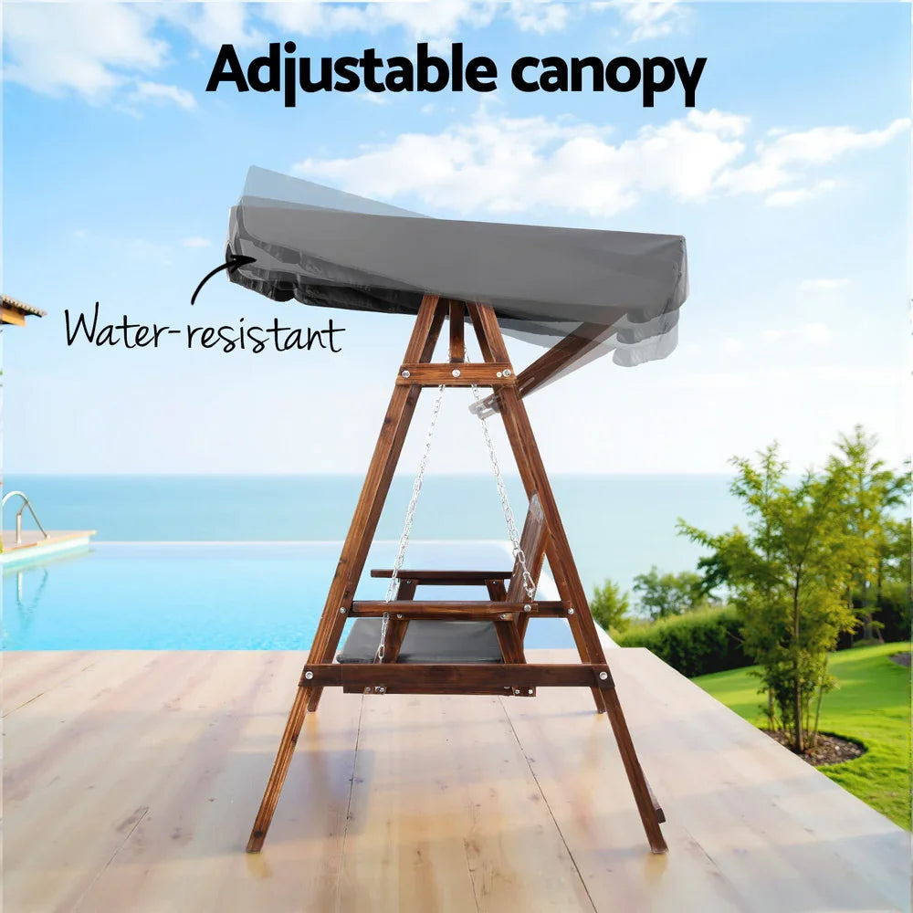 Gardeon Wooden Swing Chair Garden Bench Canopy 3 Seater Outdoor Furniture - Flea Market