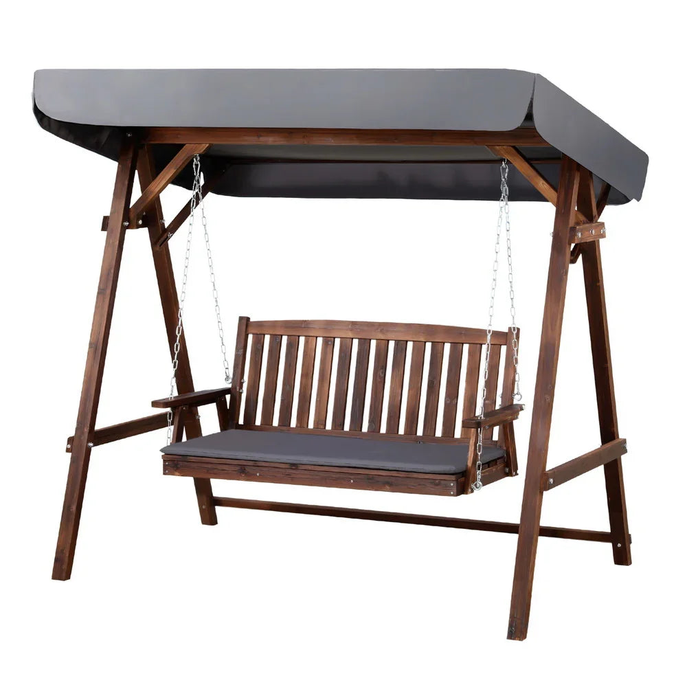Gardeon Wooden Swing Chair Garden Bench Canopy 3 Seater Outdoor Furniture - Flea Market