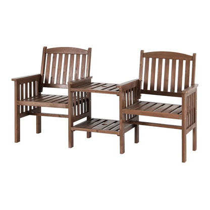 Outdoor Garden Bench Loveseat Wooden Table Chairs Patio Furniture Brown - Flea Market