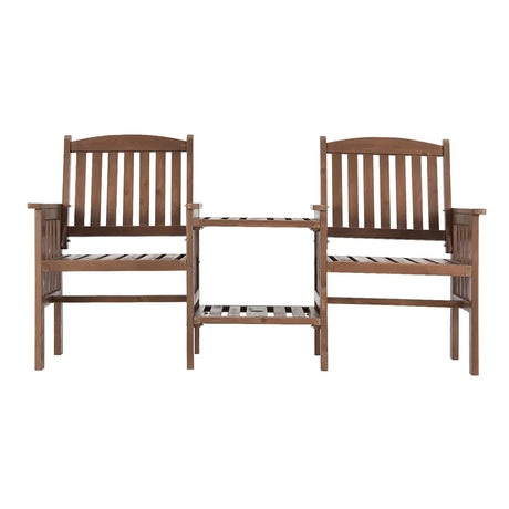 Outdoor Garden Bench Loveseat Wooden Table Chairs Patio Furniture Brown - Flea Market