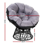 Gardeon Outdoor Chairs Outdoor Furniture Papasan Chair Wicker Patio Garden Black - Flea Market