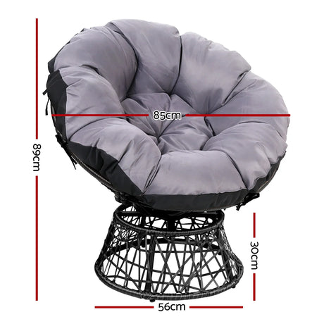 Gardeon Outdoor Chairs Outdoor Furniture Papasan Chair Wicker Patio Garden Black - Flea Market