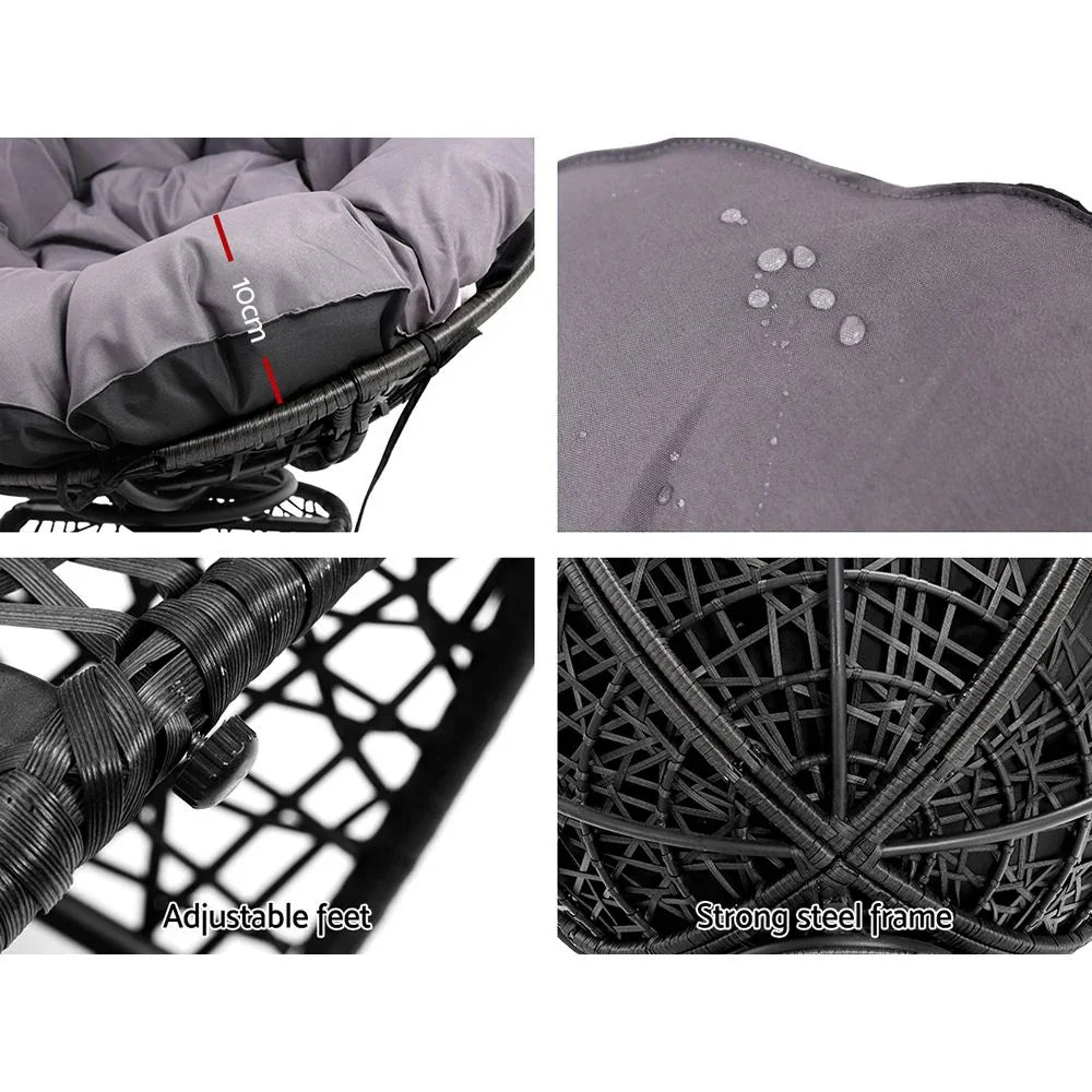 Gardeon Outdoor Chairs Outdoor Furniture Papasan Chair Wicker Patio Garden Black - Flea Market