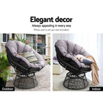 Gardeon Outdoor Chairs Outdoor Furniture Papasan Chair Wicker Patio Garden Black - Flea Market