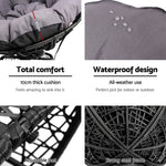 Gardeon Outdoor Chairs Outdoor Furniture Papasan Chair Wicker Patio Garden Black - Flea Market