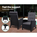 Gardeon 5PC Recliner Chairs Table Sun lounge Wicker Outdoor Furniture Adjustable Black - Flea Market