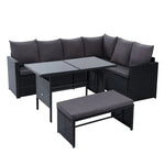 Outdoor Dining Set Sofa Lounge Setting Chairs Table Bench Black Cover - Flea Market