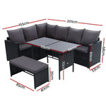 Outdoor Dining Set Sofa Lounge Setting Chairs Table Bench Black Cover - Flea Market