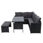 Outdoor Dining Set Sofa Lounge Setting Chairs Table Bench Black Cover - Flea Market