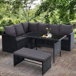 Outdoor Dining Set Sofa Lounge Setting Chairs Table Bench Black Cover - Flea Market