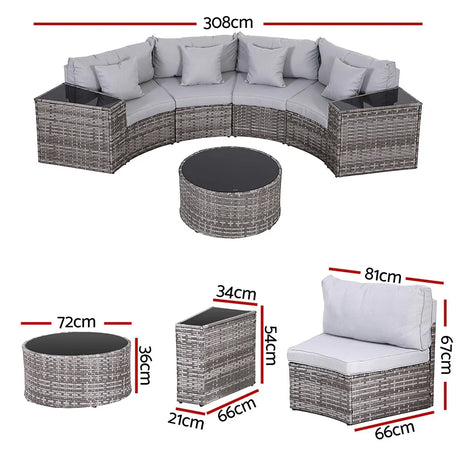 Gardeon 4 Seater Outdoor Sofa Set 7PCS Table Chair Set - Flea Market