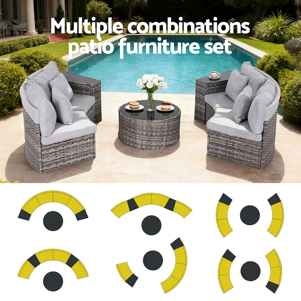 Gardeon 4 Seater Outdoor Sofa Set 7PCS Table Chair Set