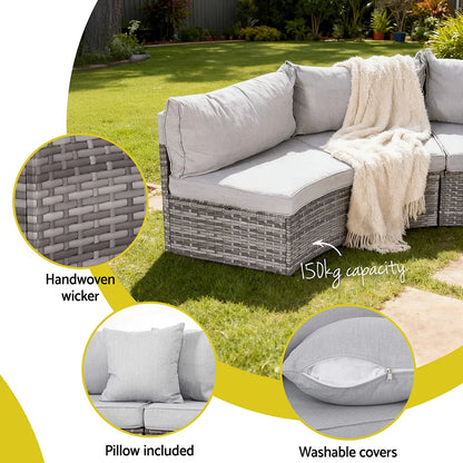 Gardeon 4 Seater Outdoor Sofa Set 7PCS Table Chair Set