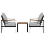 Gardeon 3PC Outdoor Furniture Bistro Set Lounge Setting Chairs Table Patio Black - Flea Market