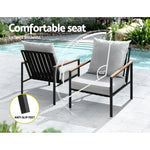 Gardeon 3PC Outdoor Furniture Bistro Set Lounge Setting Chairs Table Patio Black - Flea Market