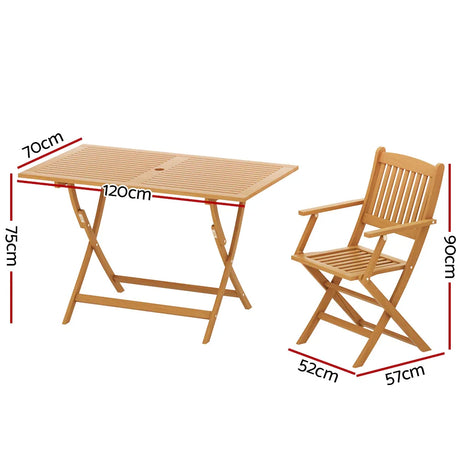 Gardeon Outdoor Dining Set 7 Piece Wooden Table Chairs Setting Foldable - Flea Market