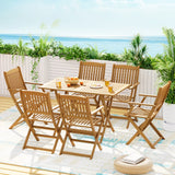 Gardeon Outdoor Dining Set 7 Piece Wooden Table Chairs Setting Foldable - Flea Market